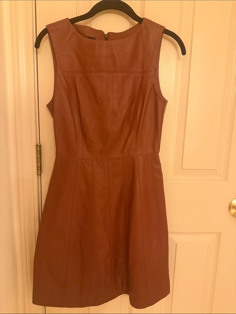 Tibi New York Sleeveless Dress in Warm Brown Leather